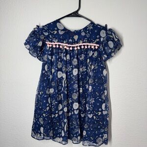 Pippa & Julie Blue Floral Dress with Pink Accents